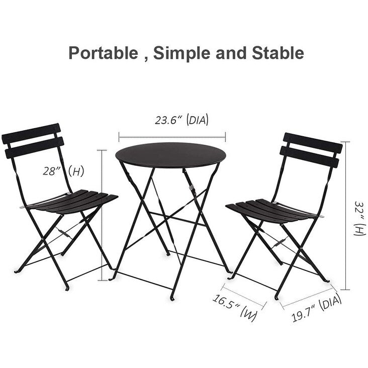 Set da bistrot per patio in acciaio di alta qualità da 3 pezzi Clihome Outdoor