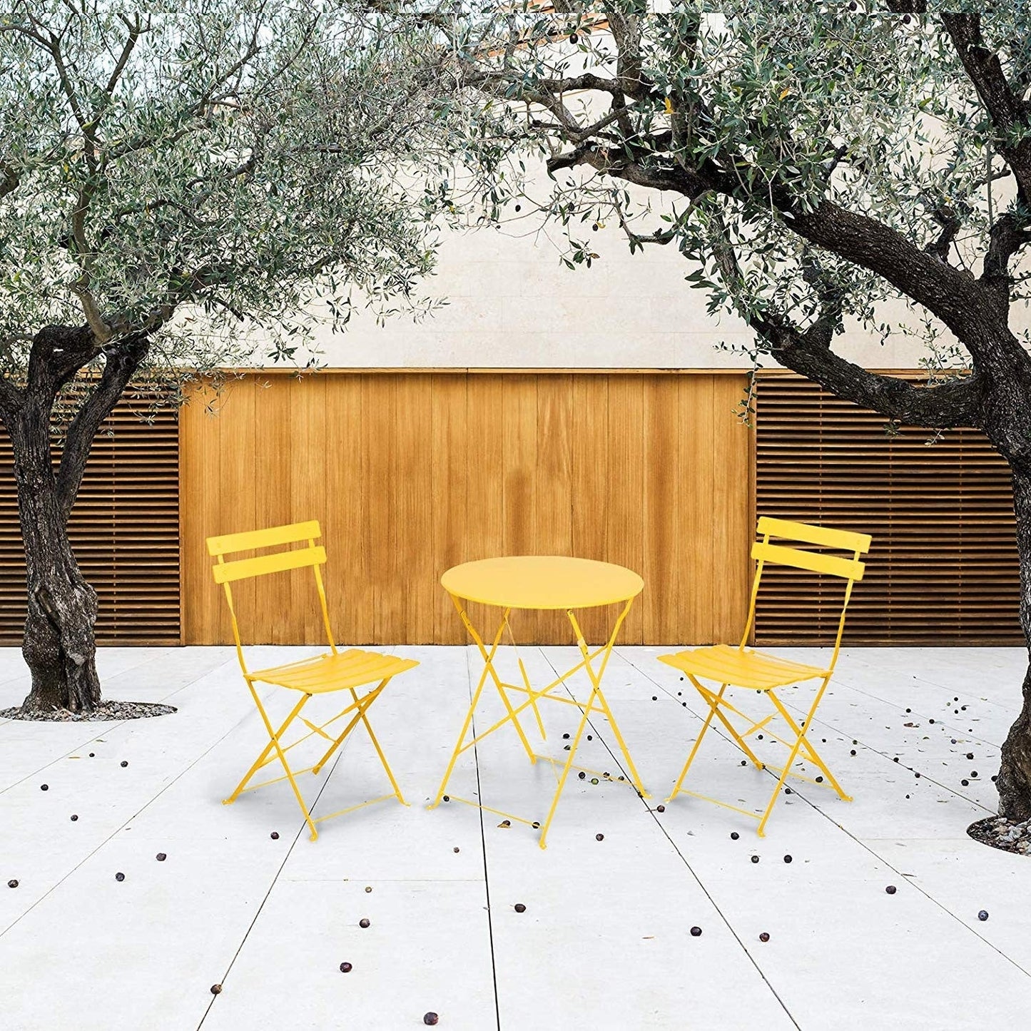 Set da bistrot per patio in acciaio di alta qualità da 3 pezzi Clihome Outdoor