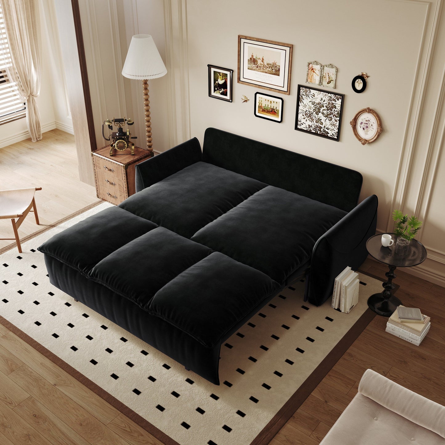 Divano letto trasformabile a 3 posti con set 2 in 1 di cuscini e coperte