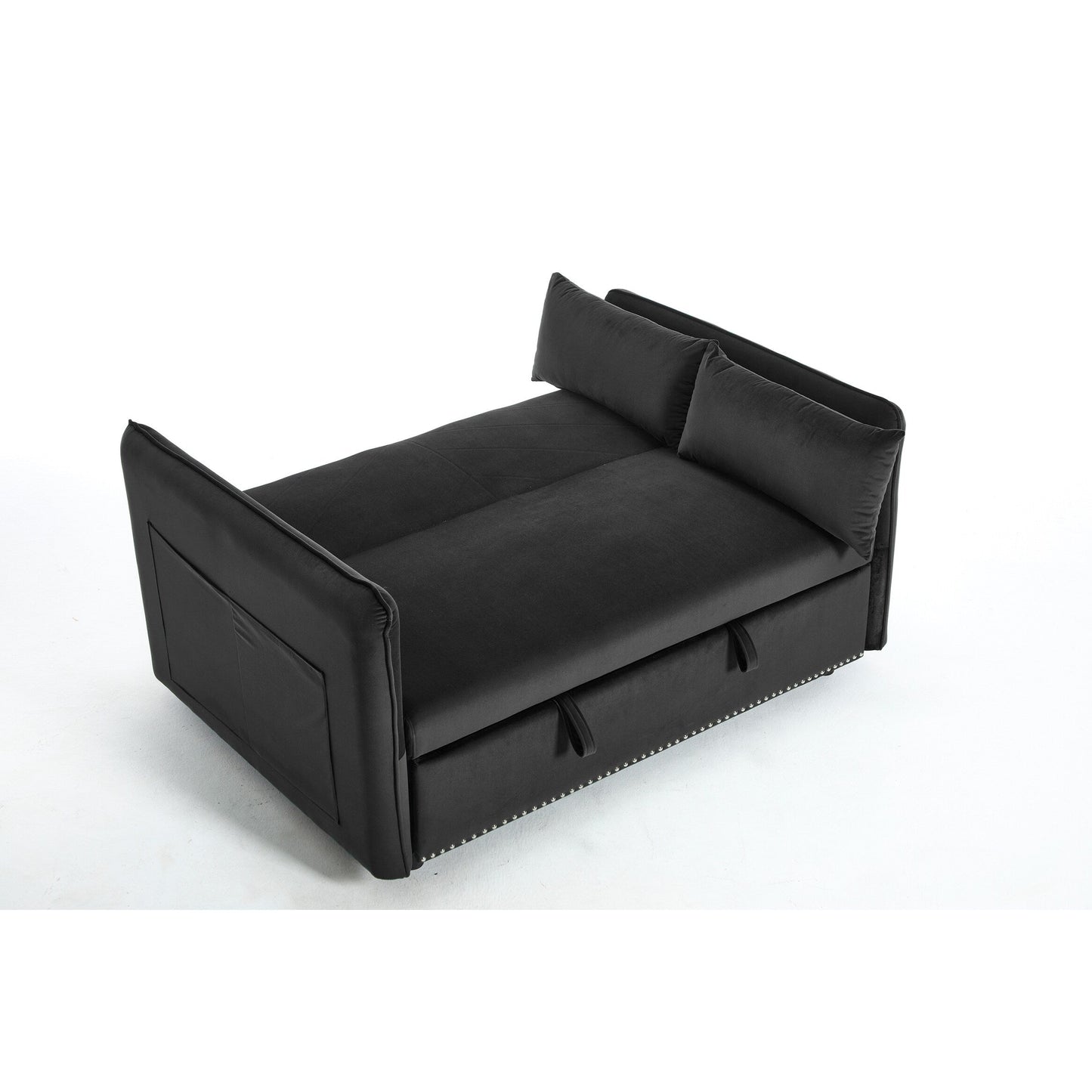 Divano letto futon trasformabile 3 in 1, 55 divani a due posti con 2 cuscini, porte USB e tasche laterali