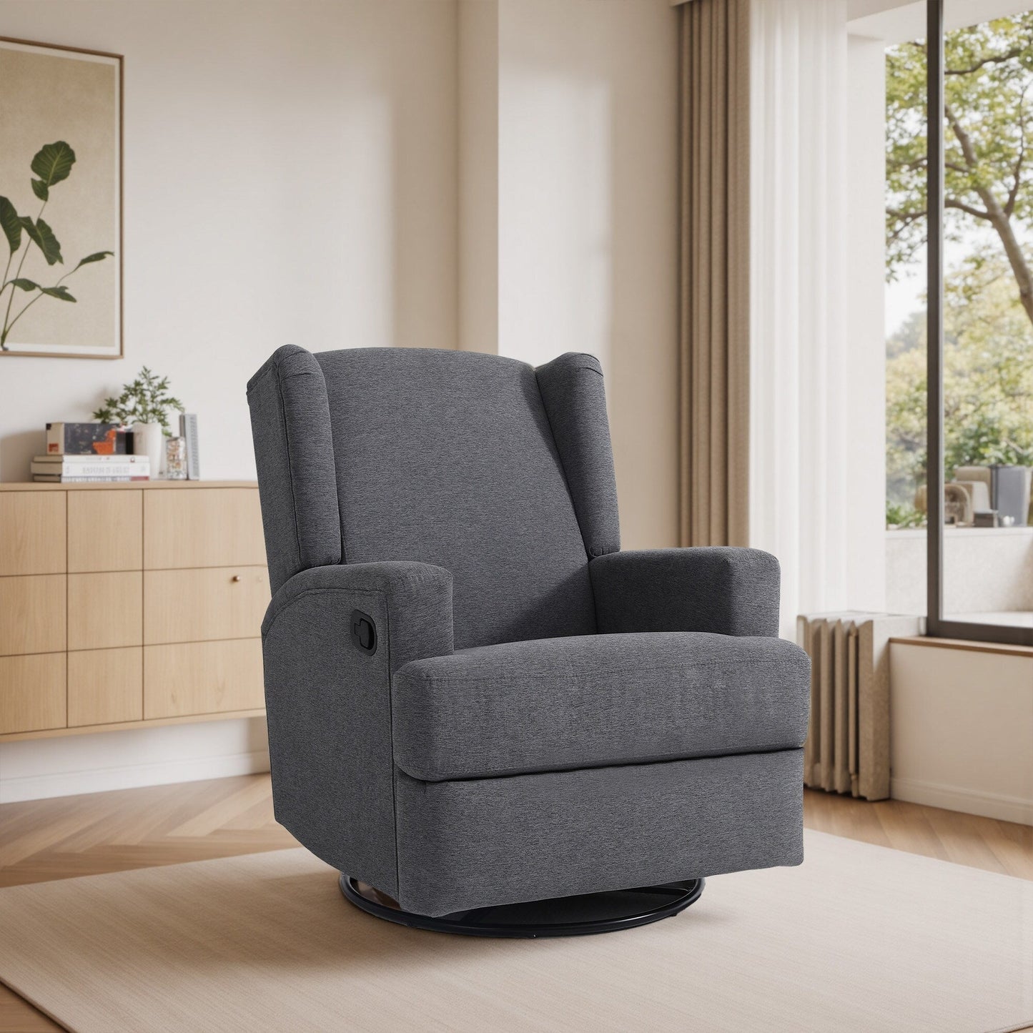 Poltrona reclinabile girevole manuale con schienale ad ala da 31'' W