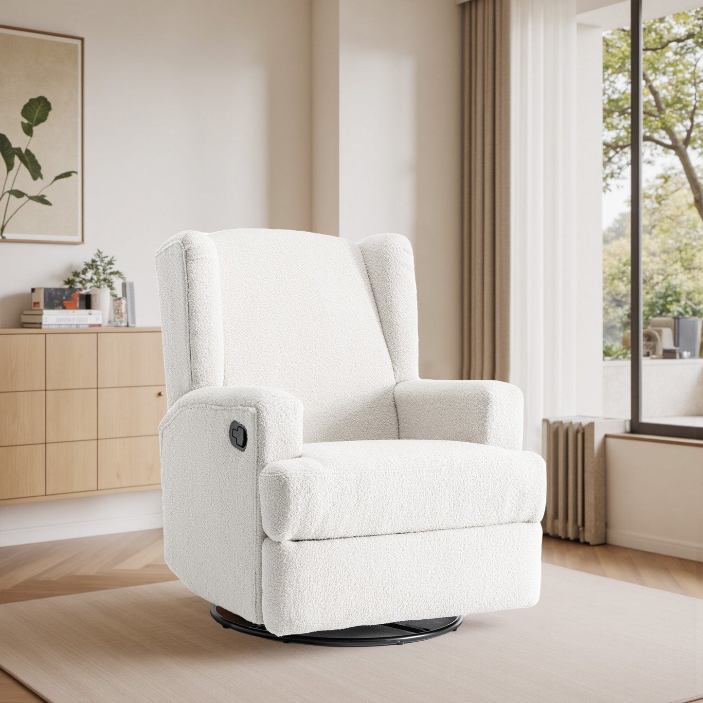 Poltrona reclinabile girevole manuale con schienale ad ala da 31'' W