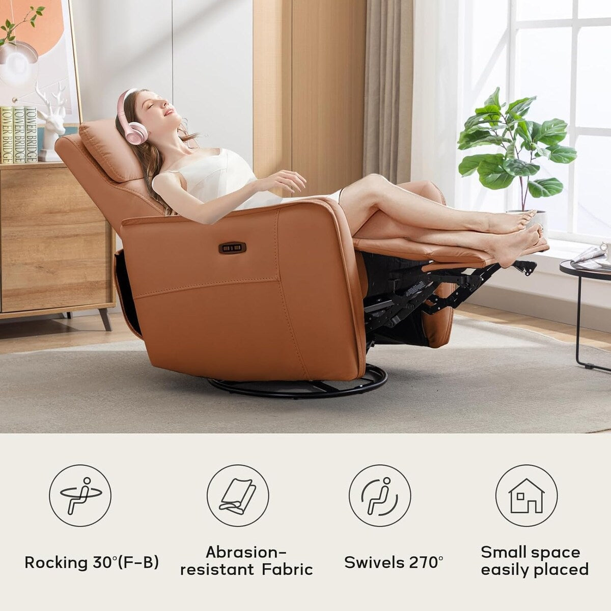 Poltrona reclinabile girevole elettrica da 32,3'' con porte USB