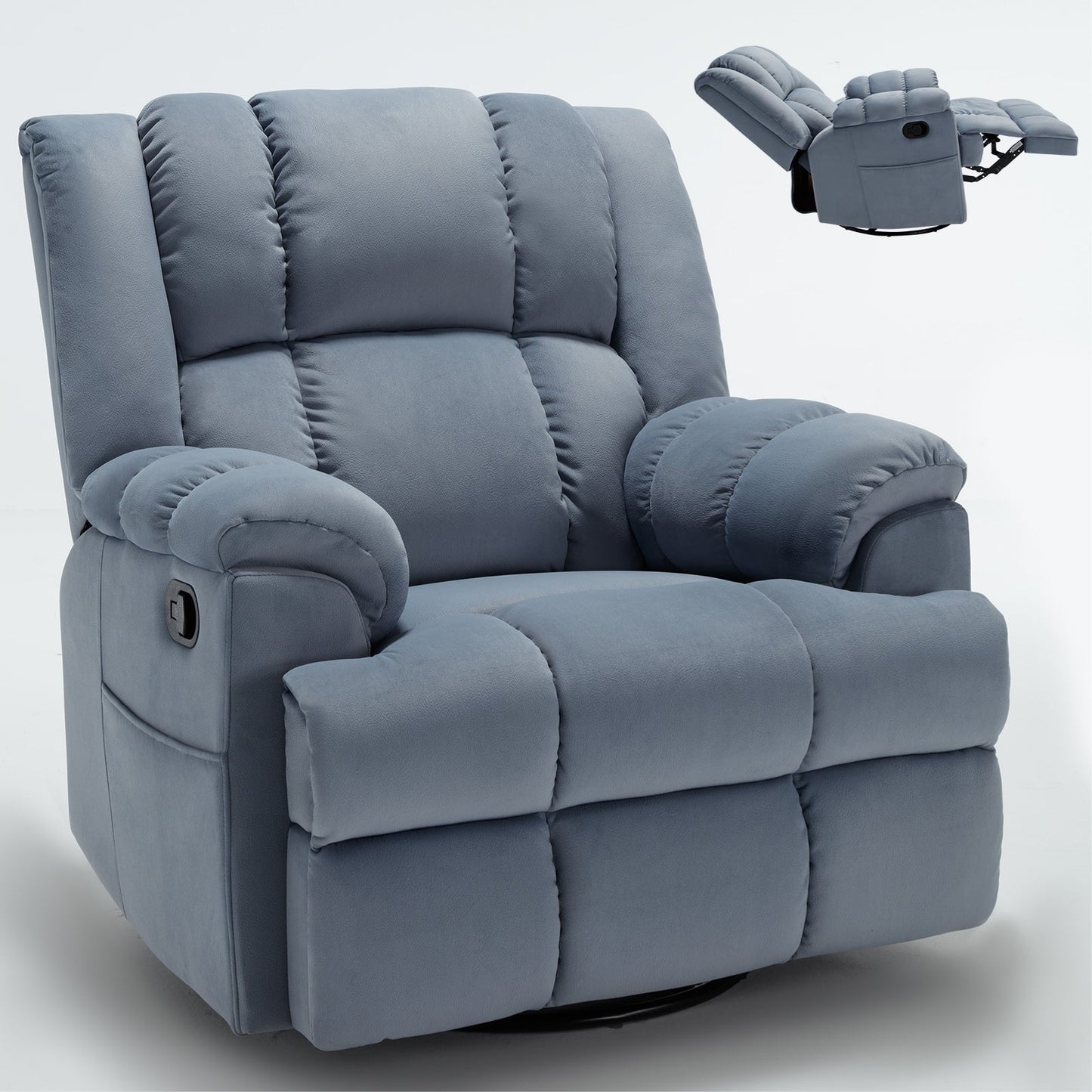 Poltrona reclinabile manuale girevole a 360°, poltrona reclinabile in tessuto a 155° wRocker