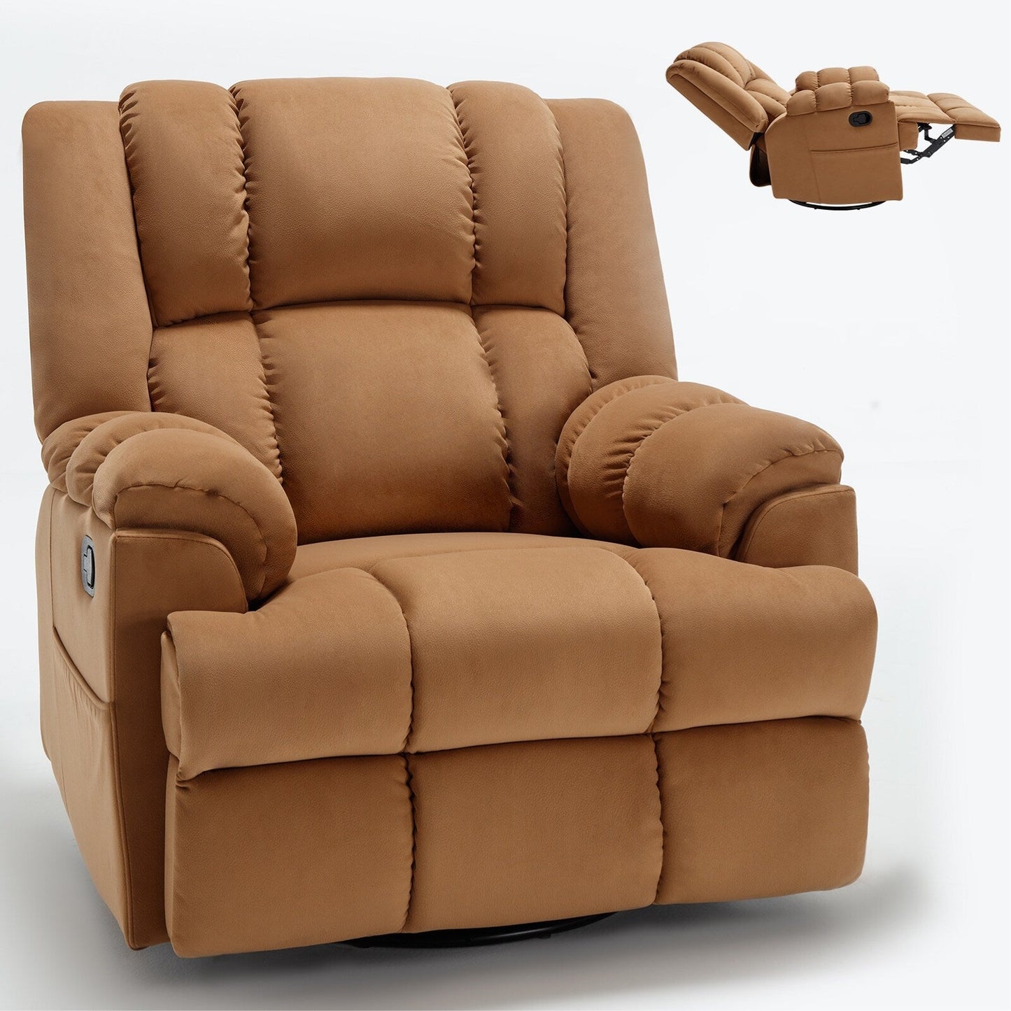 Poltrona reclinabile manuale girevole a 360°, poltrona reclinabile in tessuto a 155° wRocker