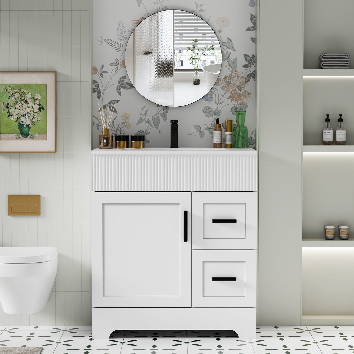 Mobile bagno Wavy Line 30/36/48 con lavabo e rubinetto