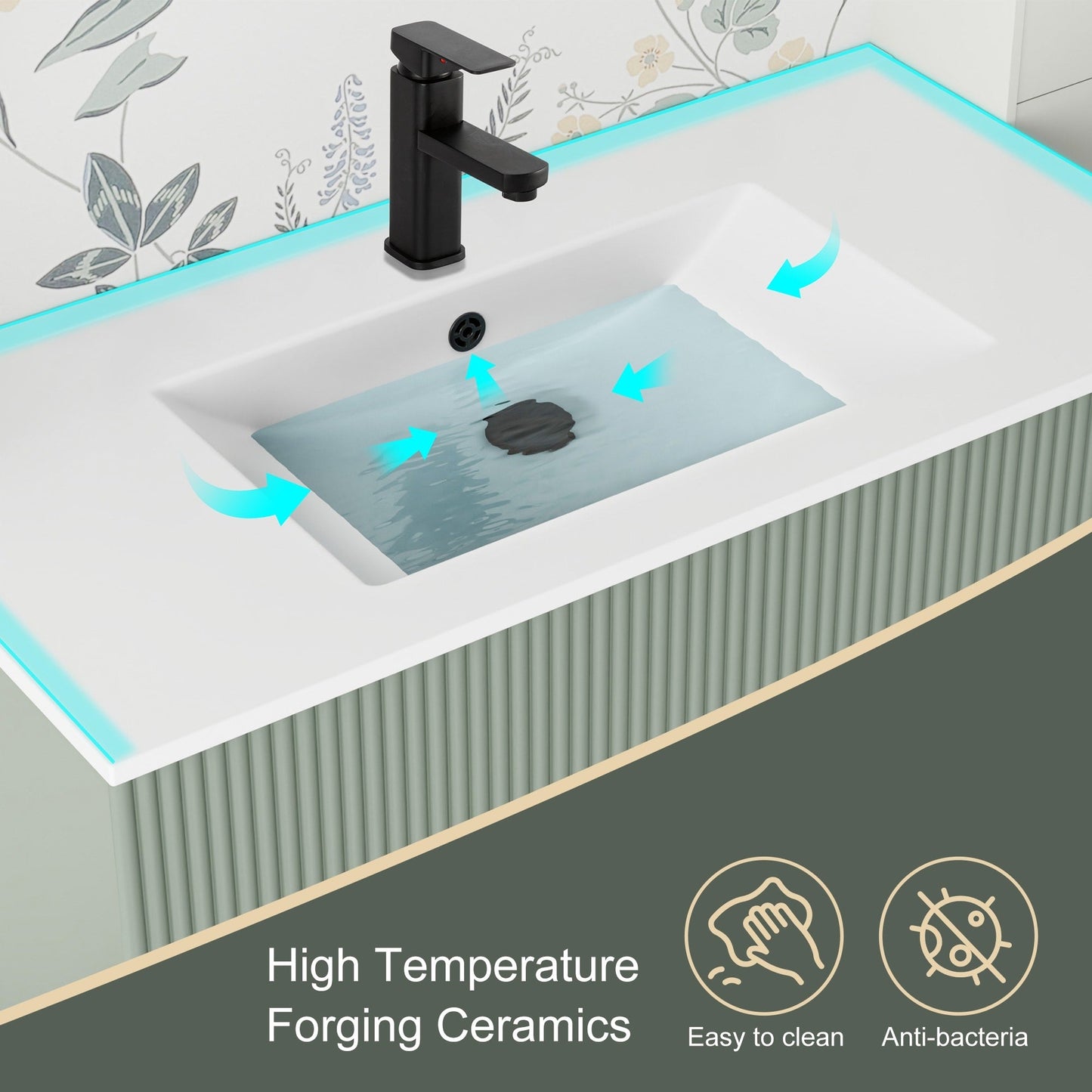 Mobile bagno Wavy Line 30/36/48 con lavabo e rubinetto