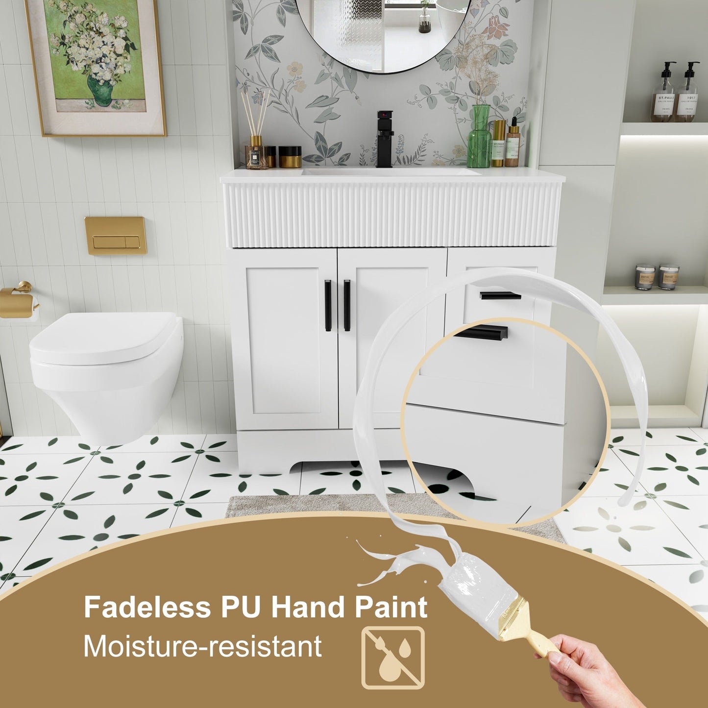 Mobile bagno Wavy Line 30/36/48 con lavabo e rubinetto