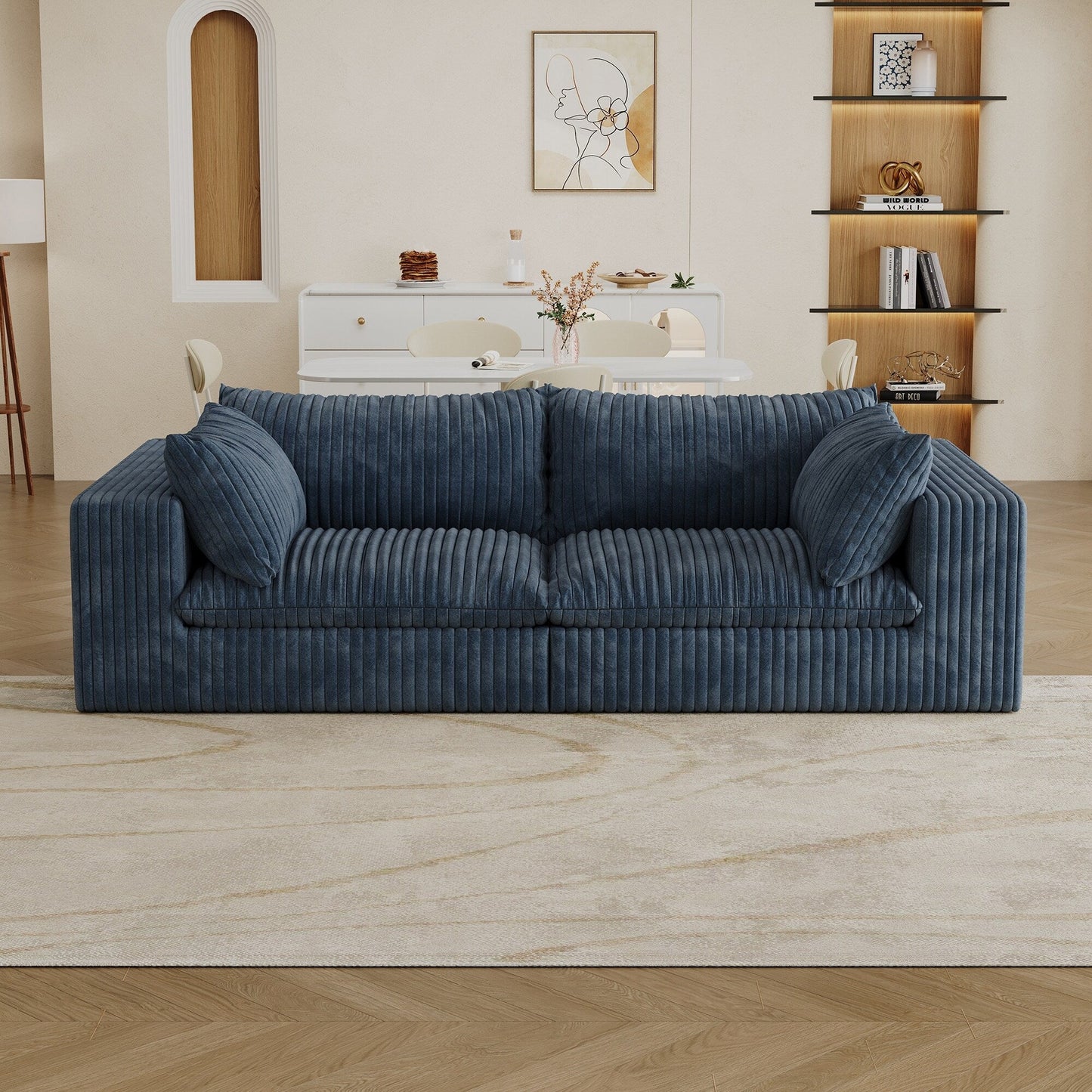Divano Cloud 39.8, tessuto in velluto a coste, divani con seduta profonda, design a doppio strato, cuscino rimovibile, nessun montaggio, combinazione fai da te