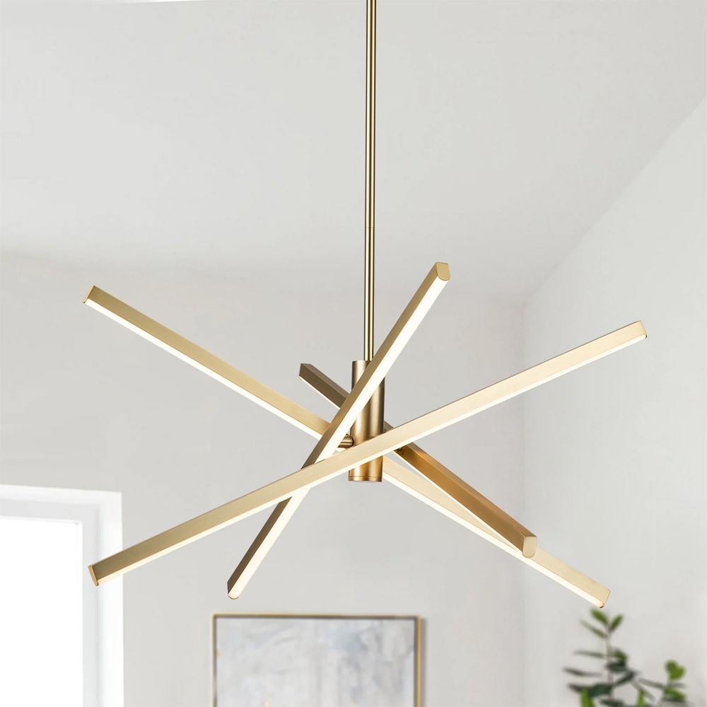 Lampadario a sospensione lineare Sputnik in alluminio moderno nero/oro a LED per soggiorno/sala da pranzo/cucina