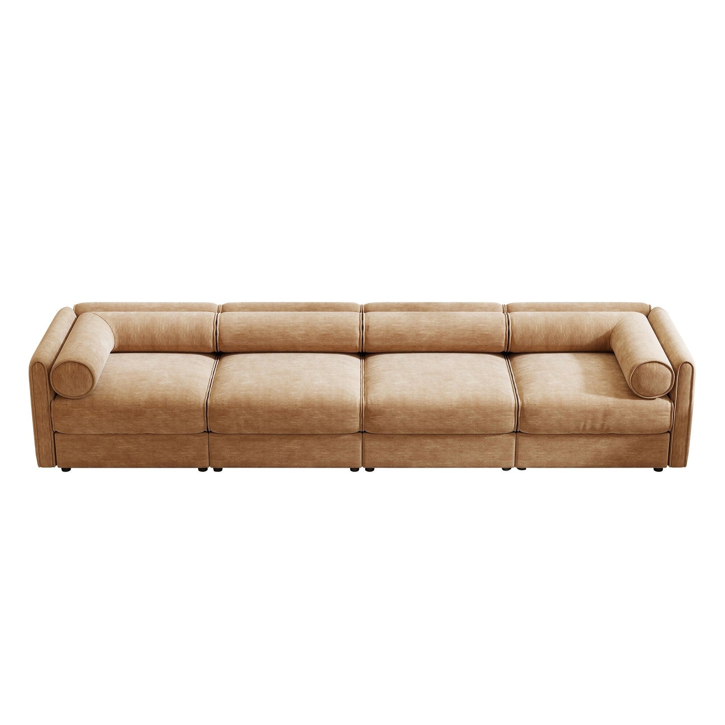 Divano componibile modulare a 4 pezzi - Chaise longue contenitore con schienali cilindrici, seduta profonda