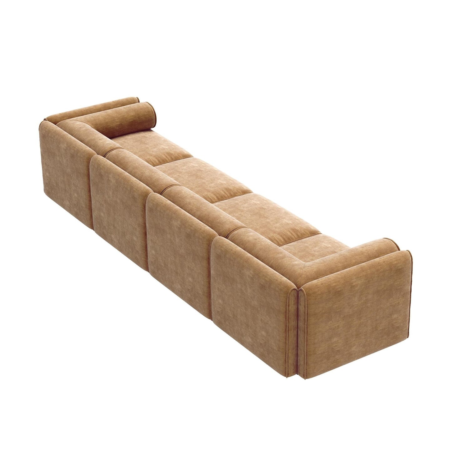 Divano componibile modulare a 4 pezzi - Chaise longue contenitore con schienali cilindrici, seduta profonda
