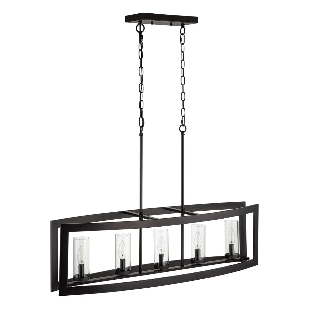 Lampadario rettangolare vintage in vetro a 5 luci, in stile industriale moderno di metà secolo, per isola da cucina