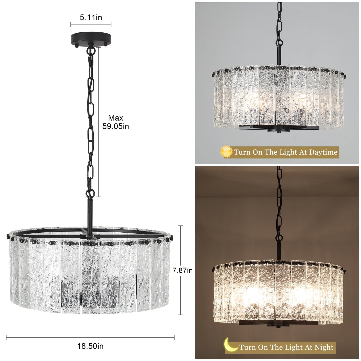 Lampadario moderno a tamburo rotondo a 5 luci, lampadario classico semi-incassato, lampada a sospensione per isola cucina e sala da pranzo