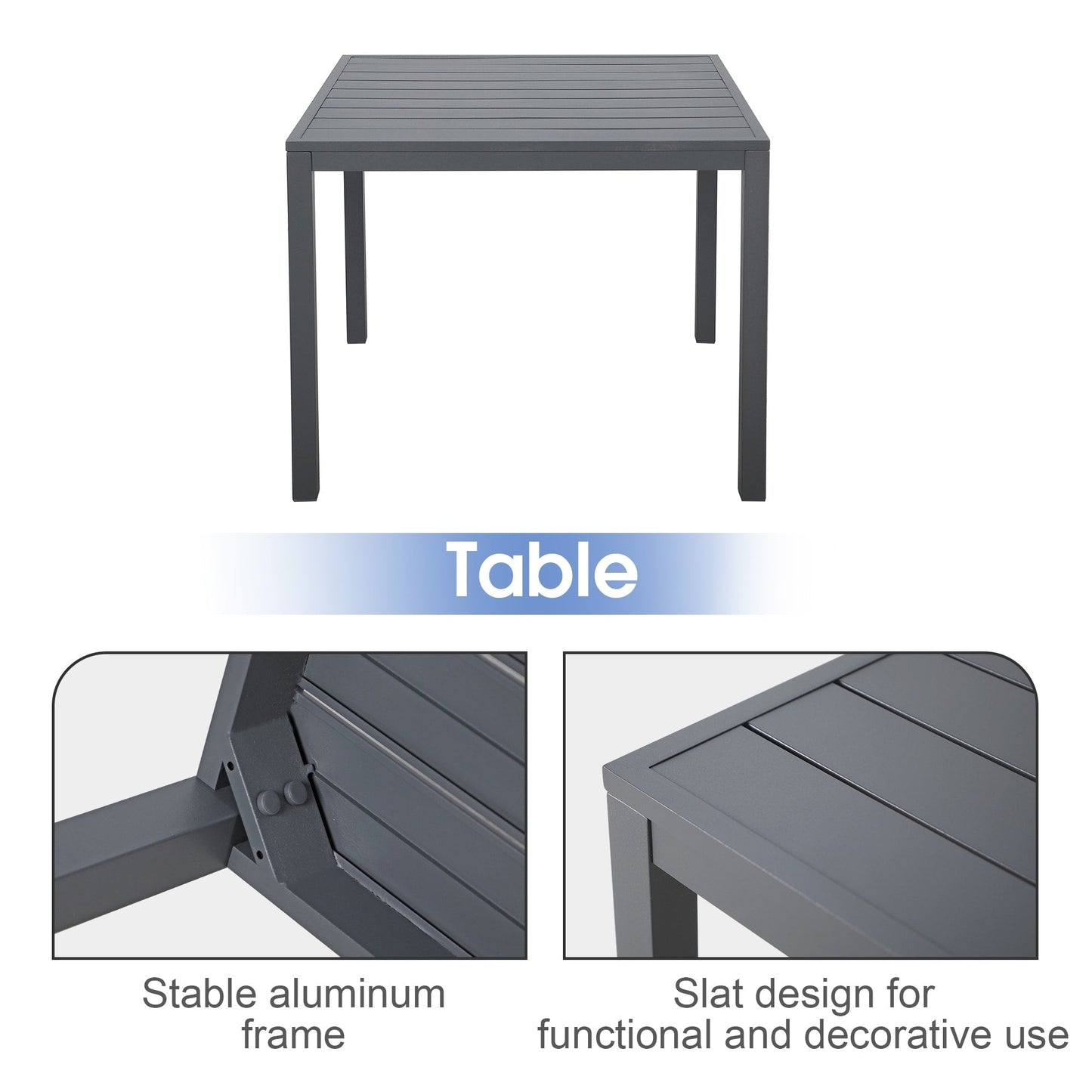 Set da pranzo in alluminio per esterni da 5 pezzi