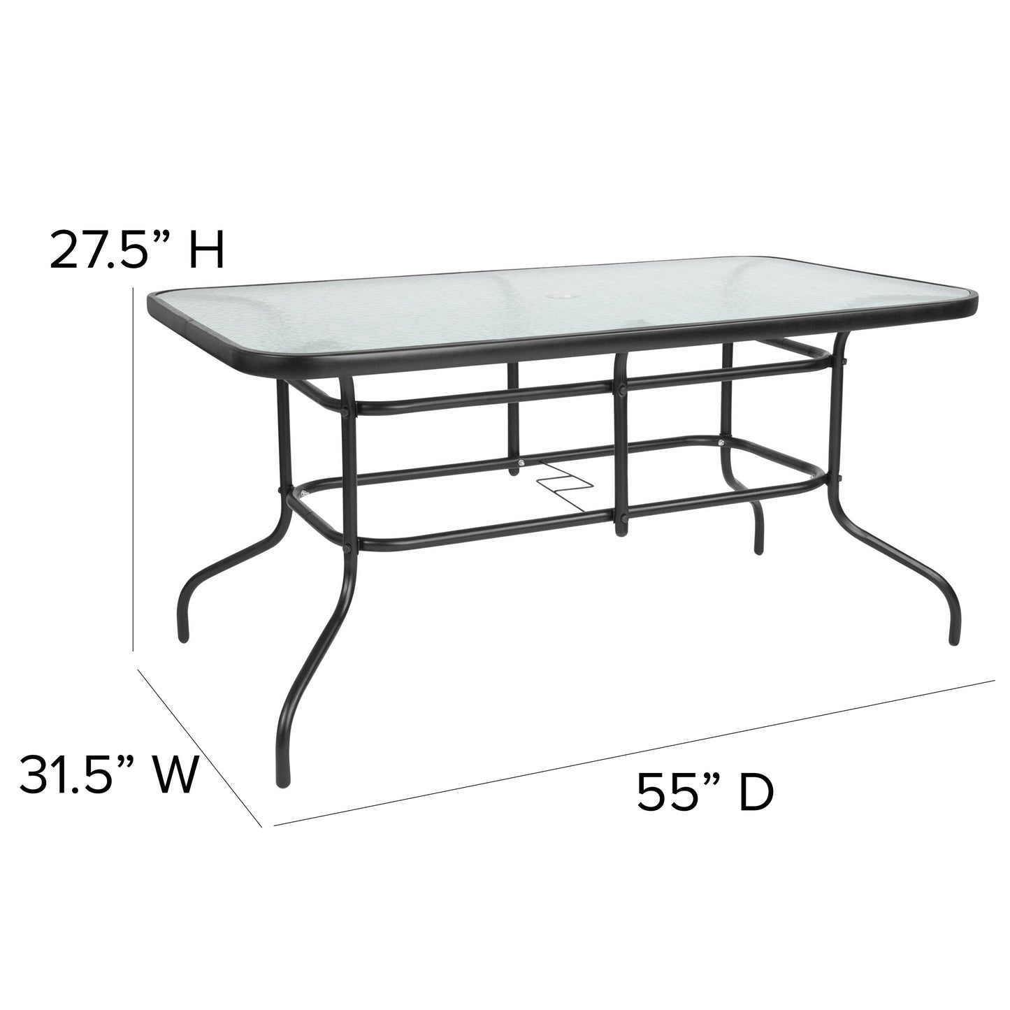 Set da pranzo da giardino da 5 pezzi: tavolo in vetro, 4 sedie impilabili flessibili