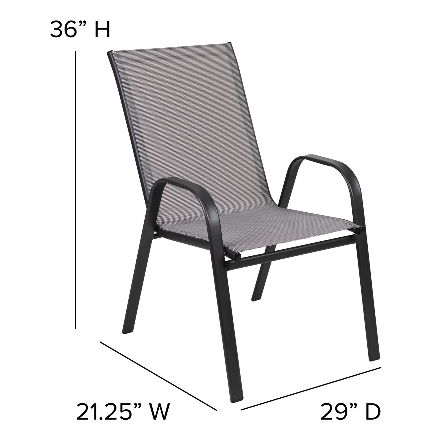 Set da pranzo da giardino da 5 pezzi: tavolo in vetro, 4 sedie impilabili flessibili