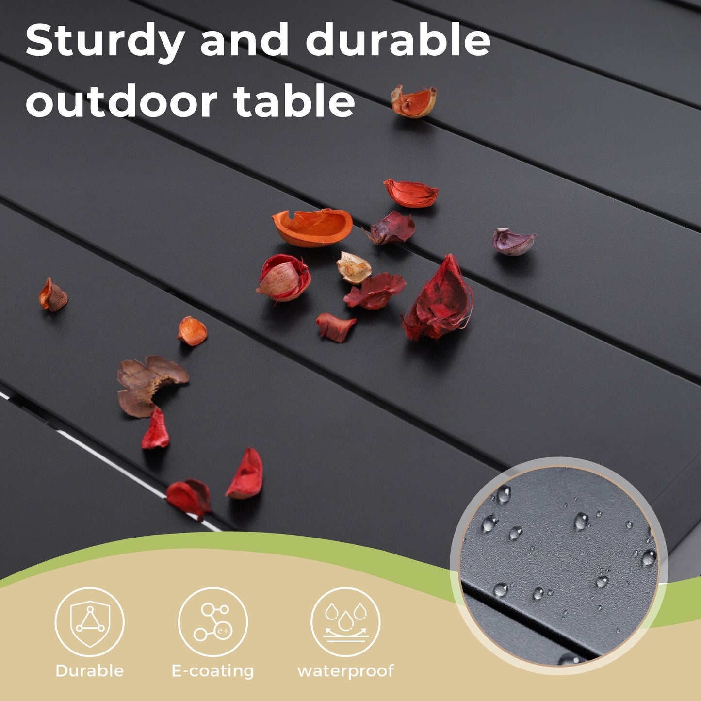 Set da pranzo per patio con rivestimento E da 5 pezzi e sedie impilabili