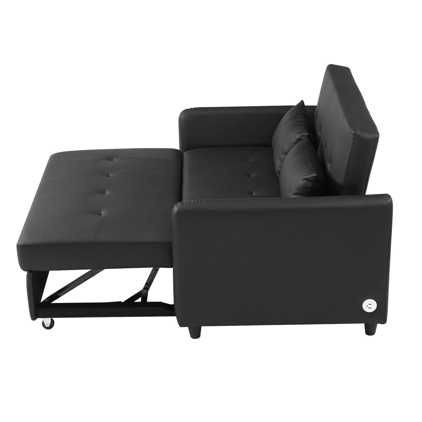 Divano letto trasformabile in PU da 51,57 pollici con 3 porte USB, capacità di carico di 400 libbre e meccanismo letto estraibile
