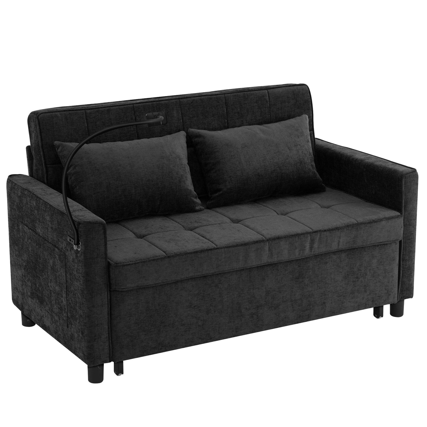 Divano letto estraibile in ciniglia da 56,9 W con porte USB