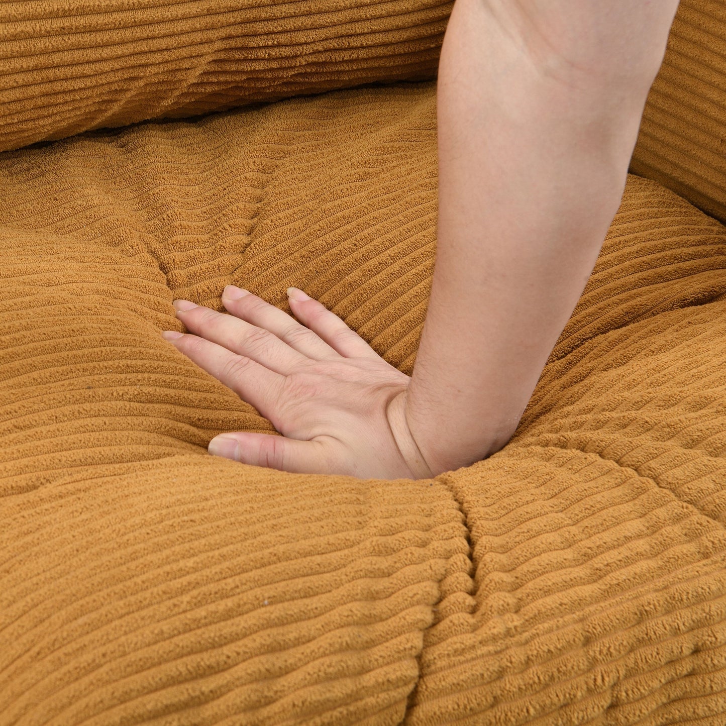 Divano a due posti ad alta resilienza da 57 pollici con struttura in legno, comodo, per piccoli spazi, moderno, imbottito, arancione
