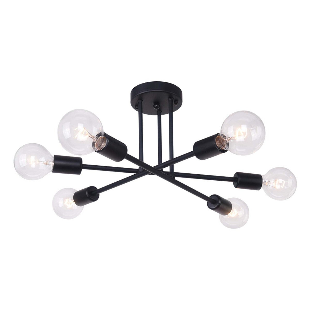6 - Lampada da soffitto semi-incassata moderna in metallo nero Sputnik