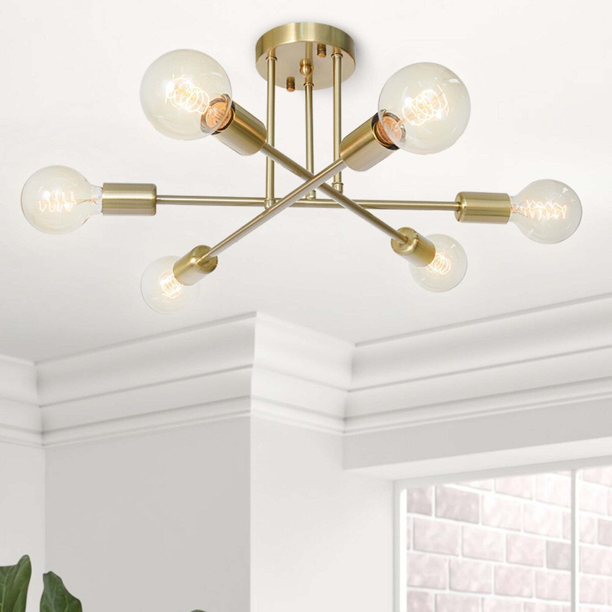 6 - Lampada da soffitto semi-incassata Sputnik in metallo moderno leggero da 23,62''