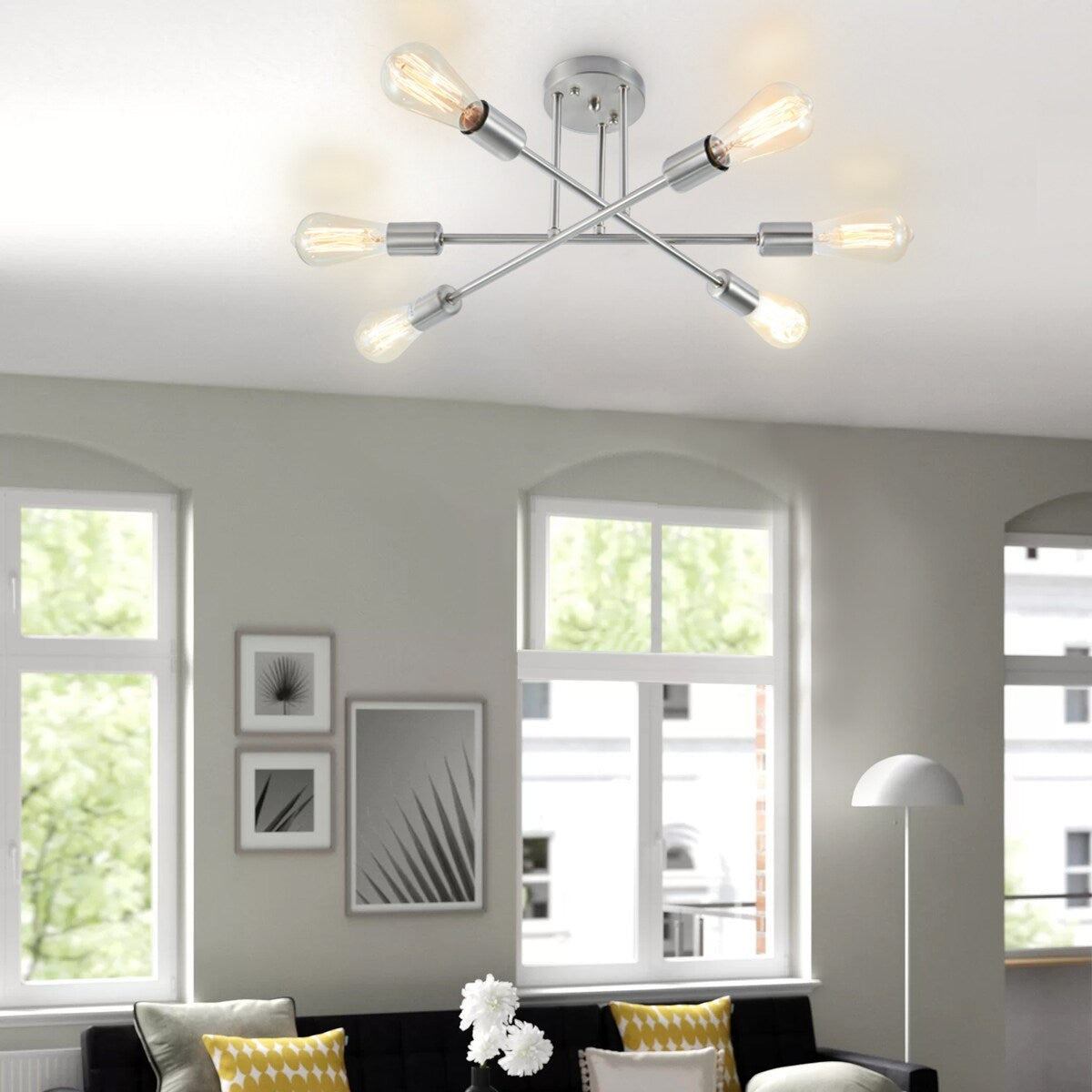 6 - Lampada da soffitto semi-incassata Sputnik in metallo moderno leggero da 23,62''