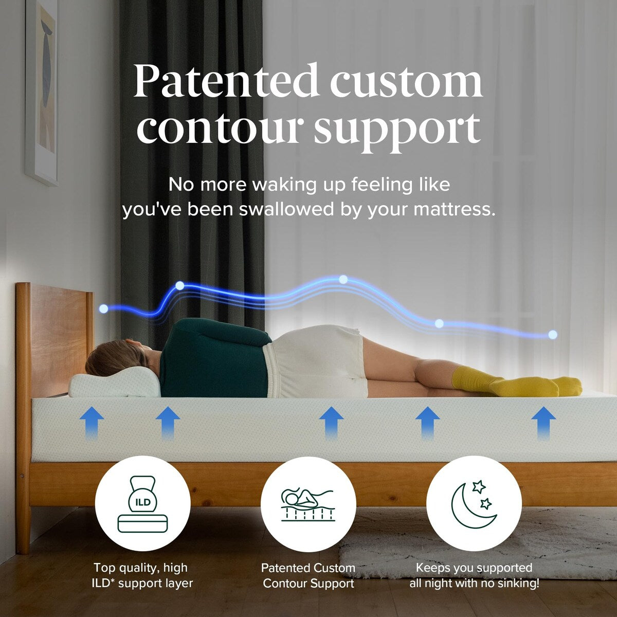 Materasso in memory foam al tè verde da 6 pollici, senza fibra di vetro, supporto sagomato personalizzato brevettato, base in schiuma robusta, letto in scatola, king size