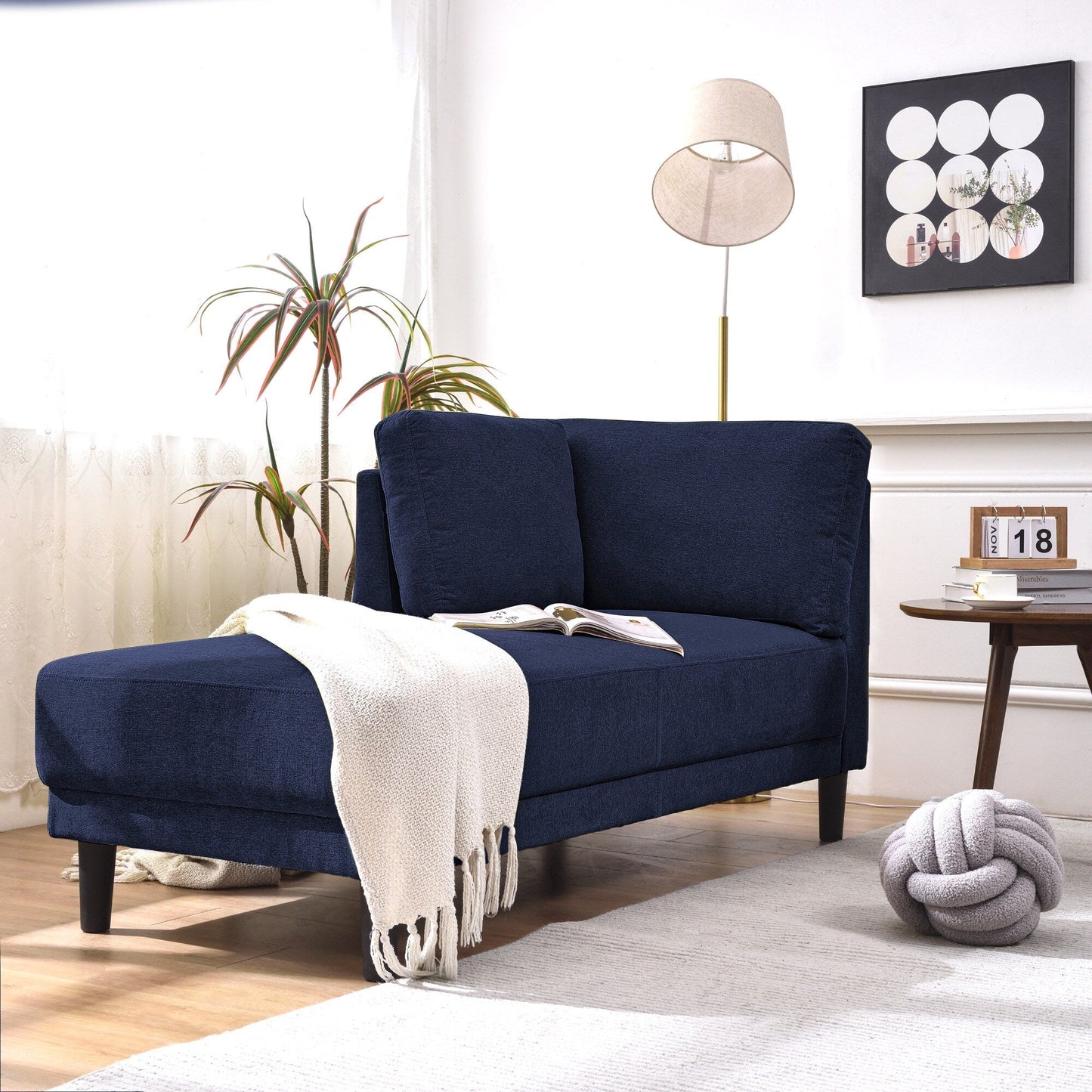 65 Chaise longue angolare moderna in lino con cuscini rimovibili, divano letto, divano per il tempo libero, chaise longue imbottita