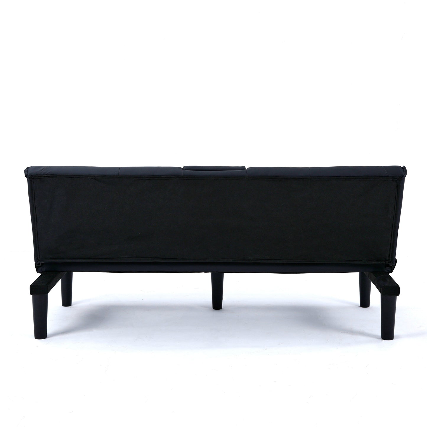 Divano letto pieghevole in PVC nero da 67 pollici con portabicchieri per soggiorno, camera degli ospiti, dormitorio, ufficio