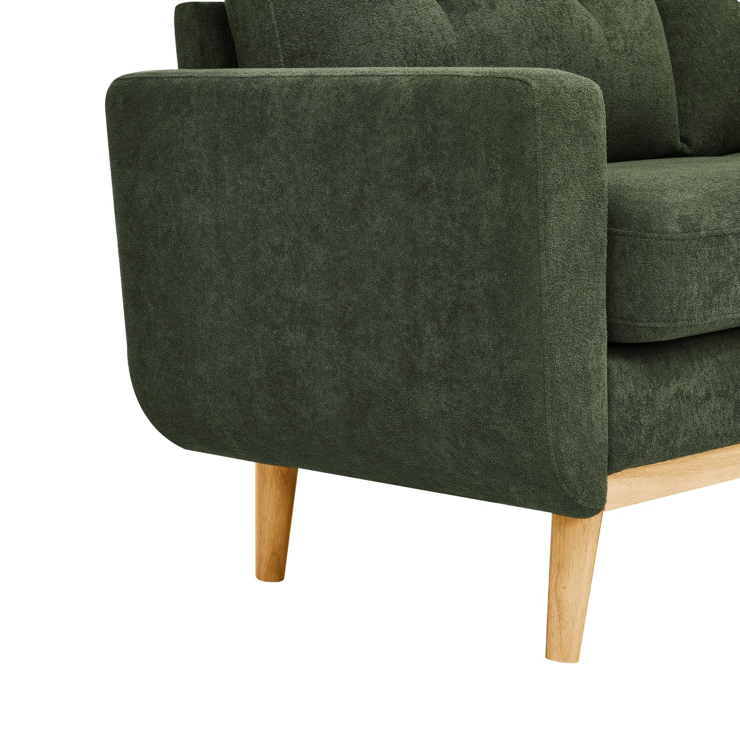 Divano a due posti imbottito e trapuntato in stile moderno di metà secolo, largo 67,7 cm, con gambe in legno
