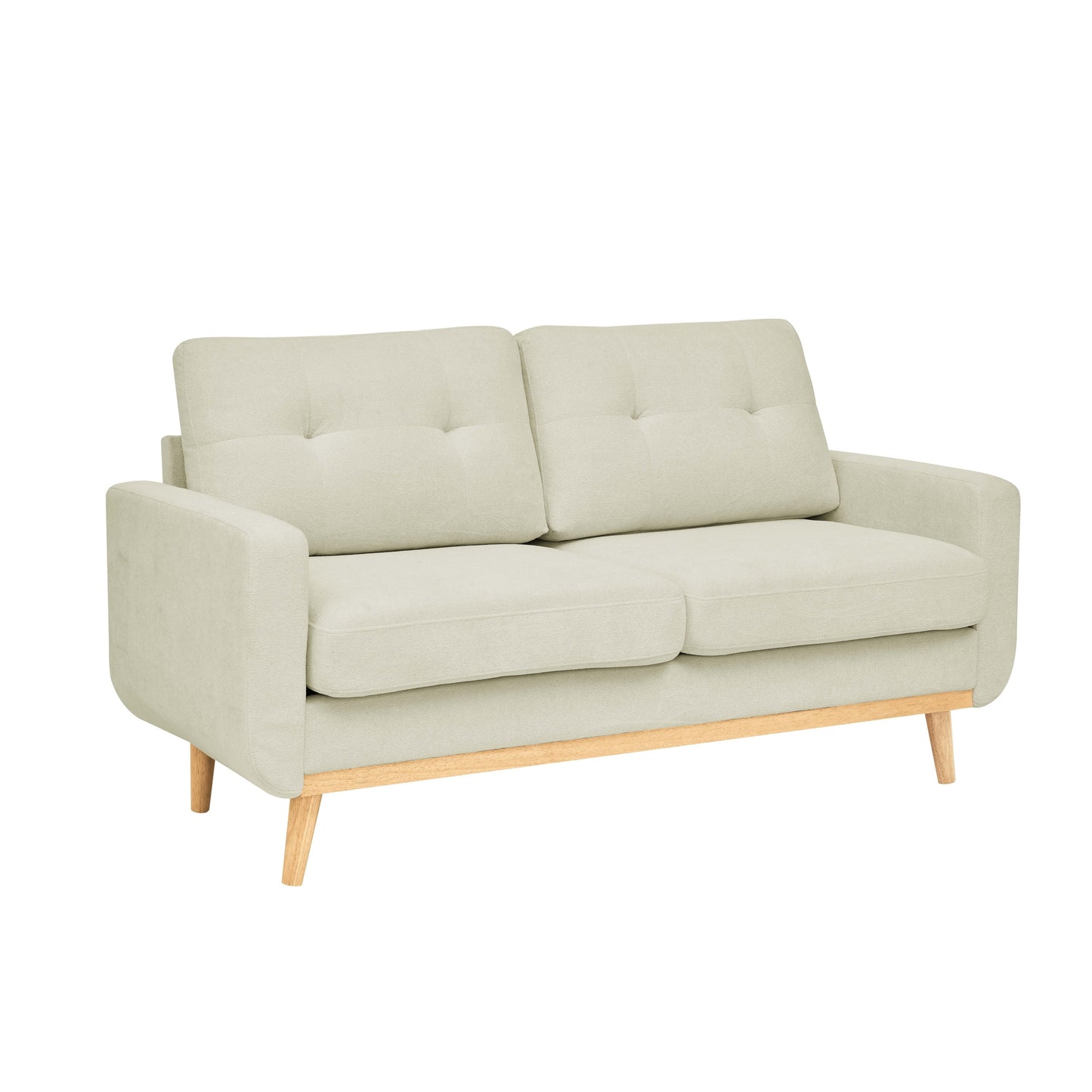 Divano a due posti imbottito e trapuntato in stile moderno di metà secolo, largo 67,7 cm, con gambe in legno