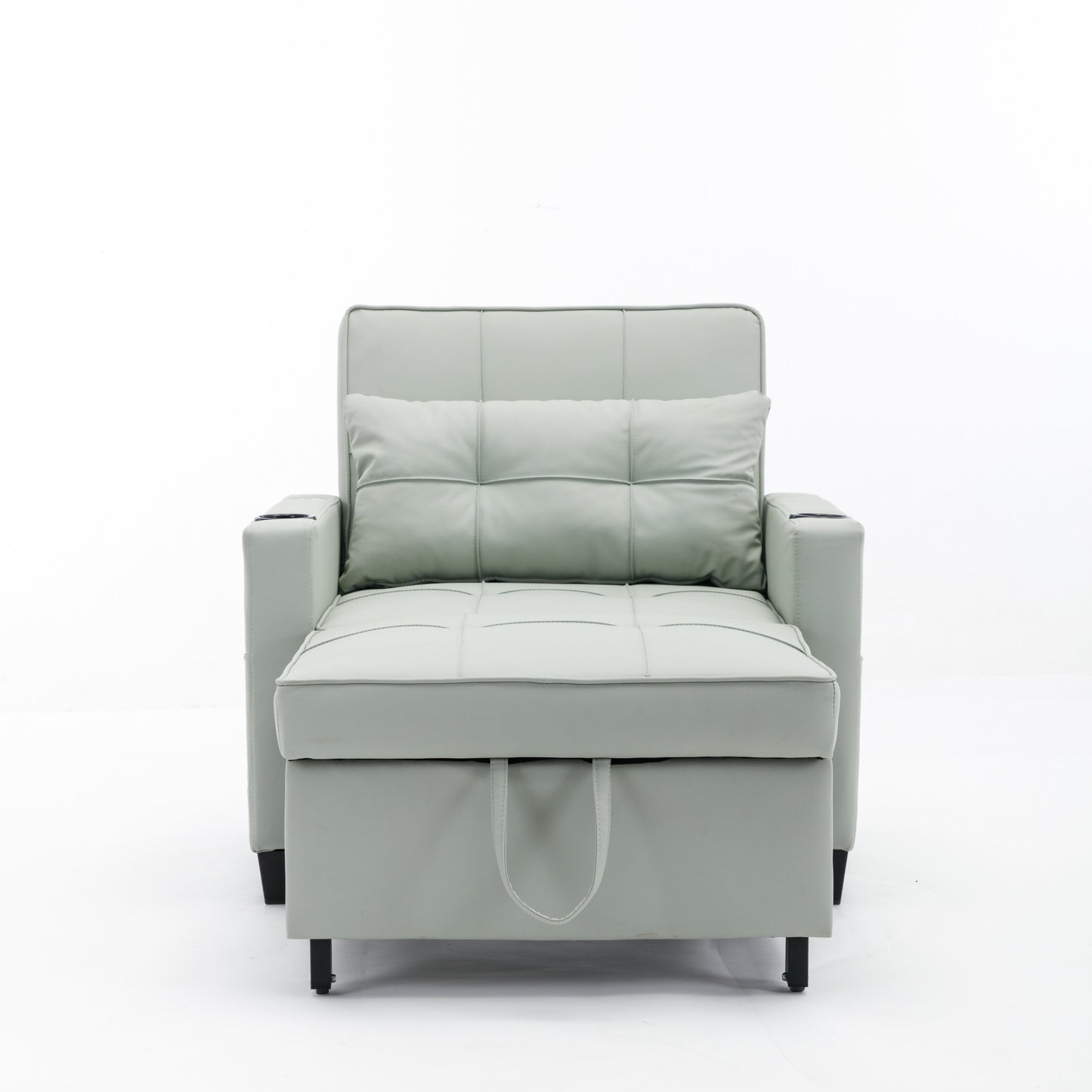 Divano letto singolo convertibile 3 in 1 in similpelle da 68,12 pollici con porte USB e resistente all'usura per il soggiorno