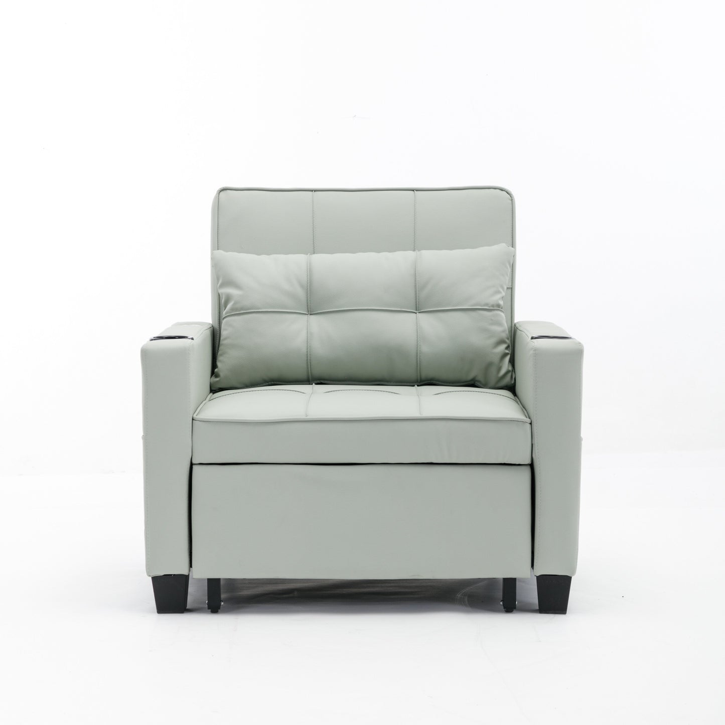 Divano letto singolo convertibile 3 in 1 in similpelle da 68,12 pollici con porte USB e resistente all'usura per il soggiorno