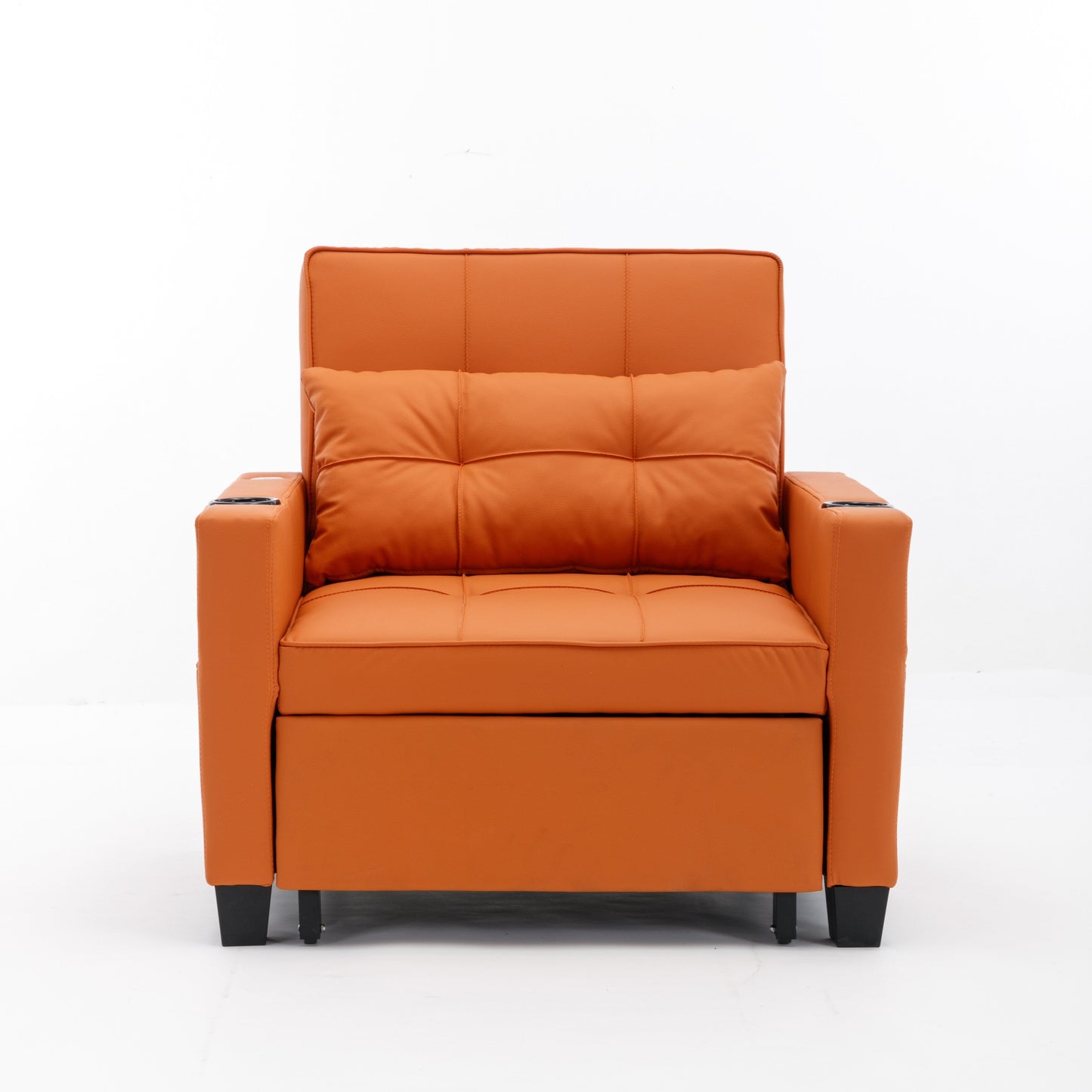 Divano letto singolo convertibile 3 in 1 in similpelle da 68,12 pollici con porte USB e resistente all'usura per il soggiorno