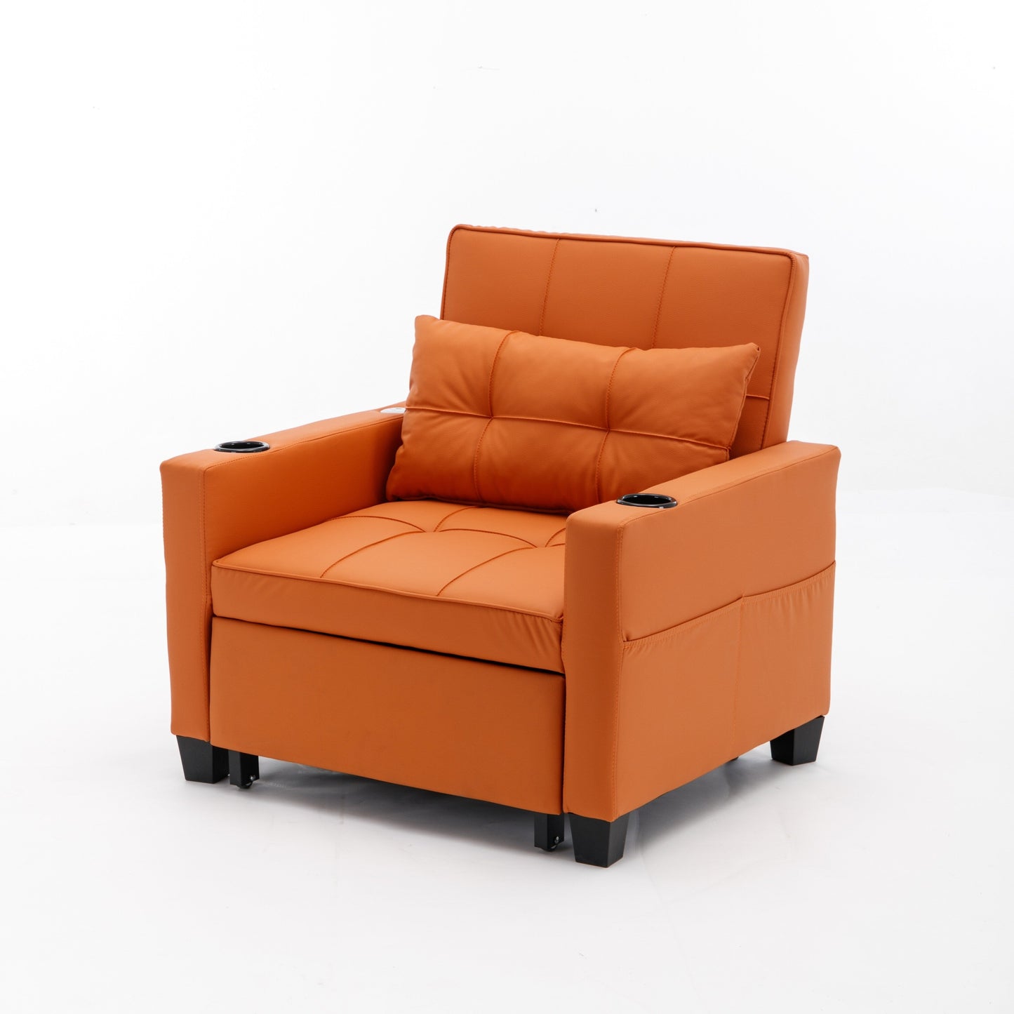 Divano letto singolo convertibile 3 in 1 in similpelle da 68,12 pollici con porte USB e resistente all'usura per il soggiorno