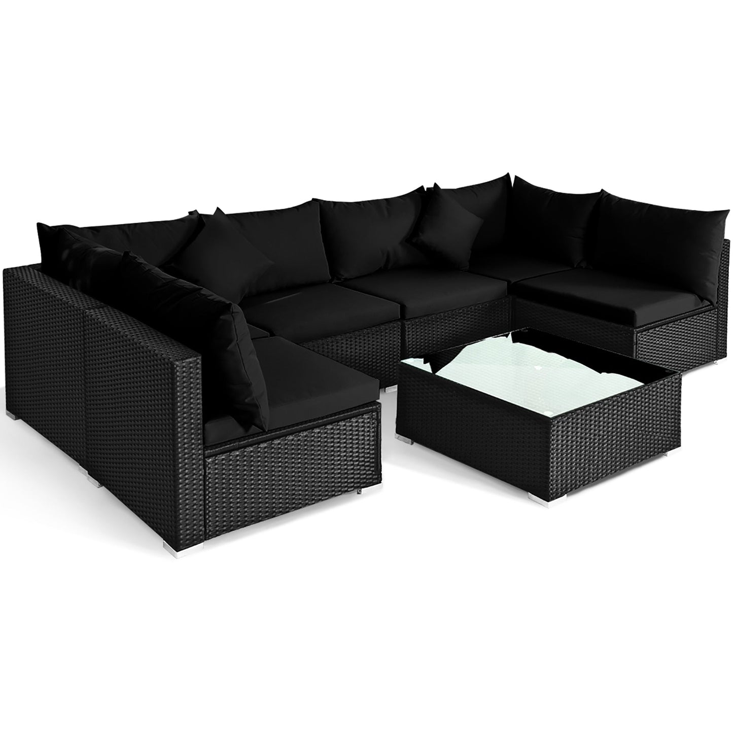 Set di mobili da giardino da 7 pezzi, set da conversazione per esterni con tavolino da caffè