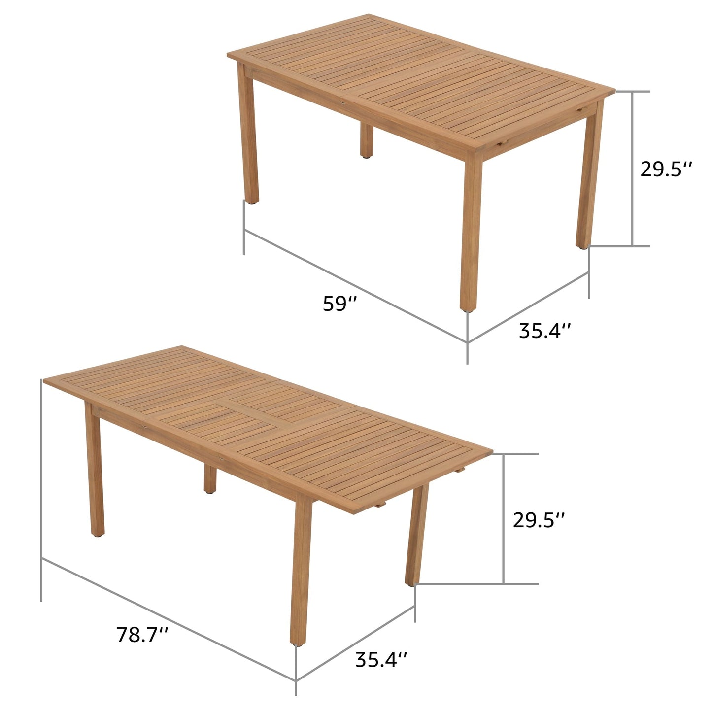 Set da pranzo da esterno in legno di acacia da 7 pezzi