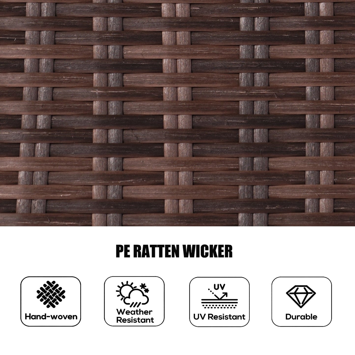 Set da pranzo rotondo da esterno in rattan e vimini, 7 pezzi, con cuscini, di Moda Furnishings