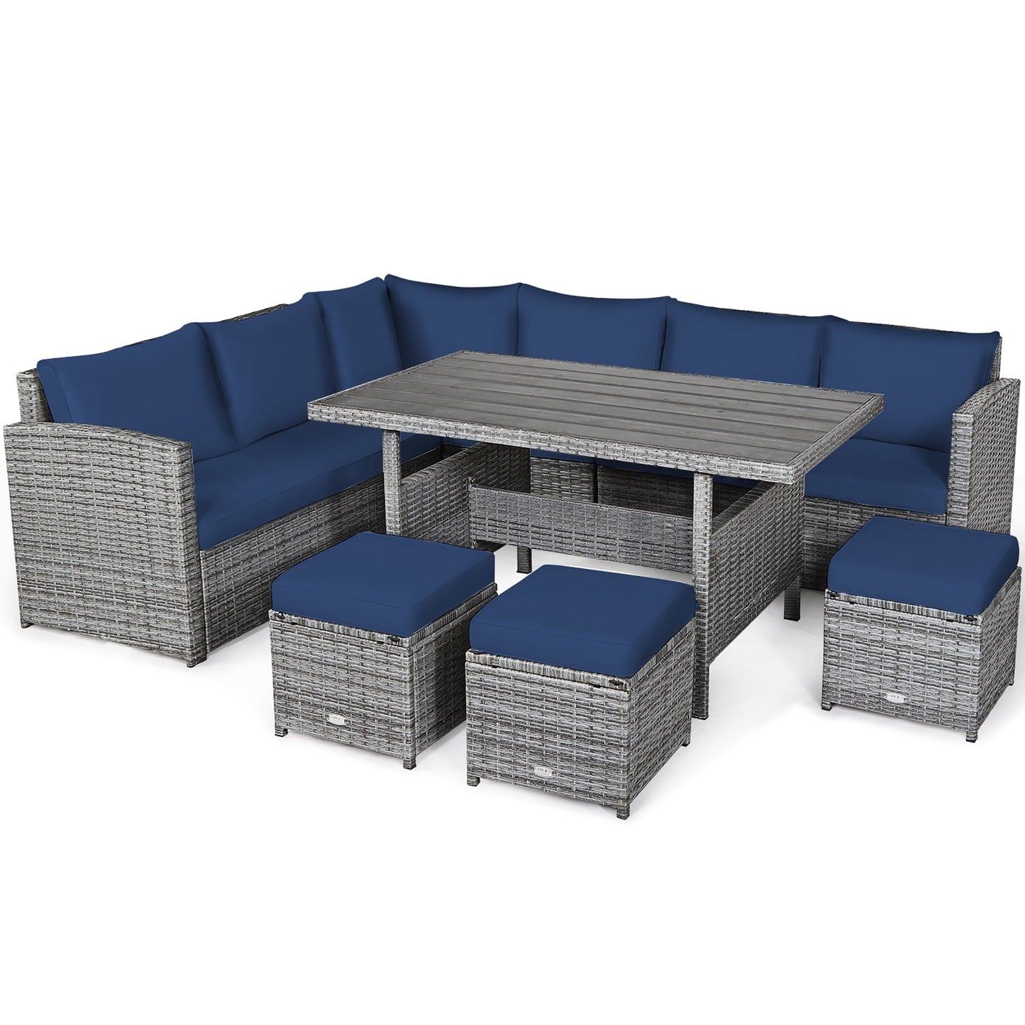 Set di mobili da giardino in rattan da 7 pezzi