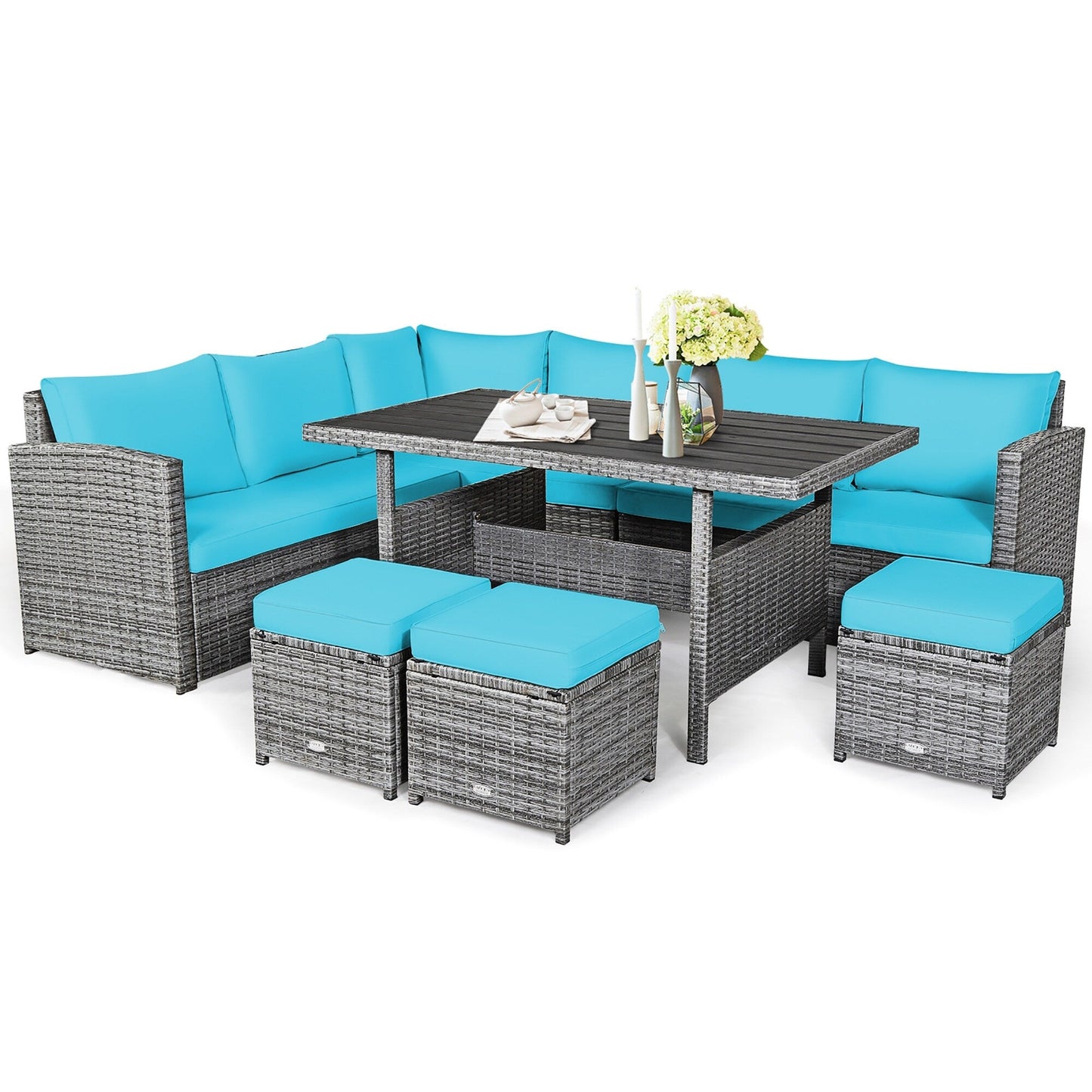 Set di mobili da giardino in rattan da 7 pezzi