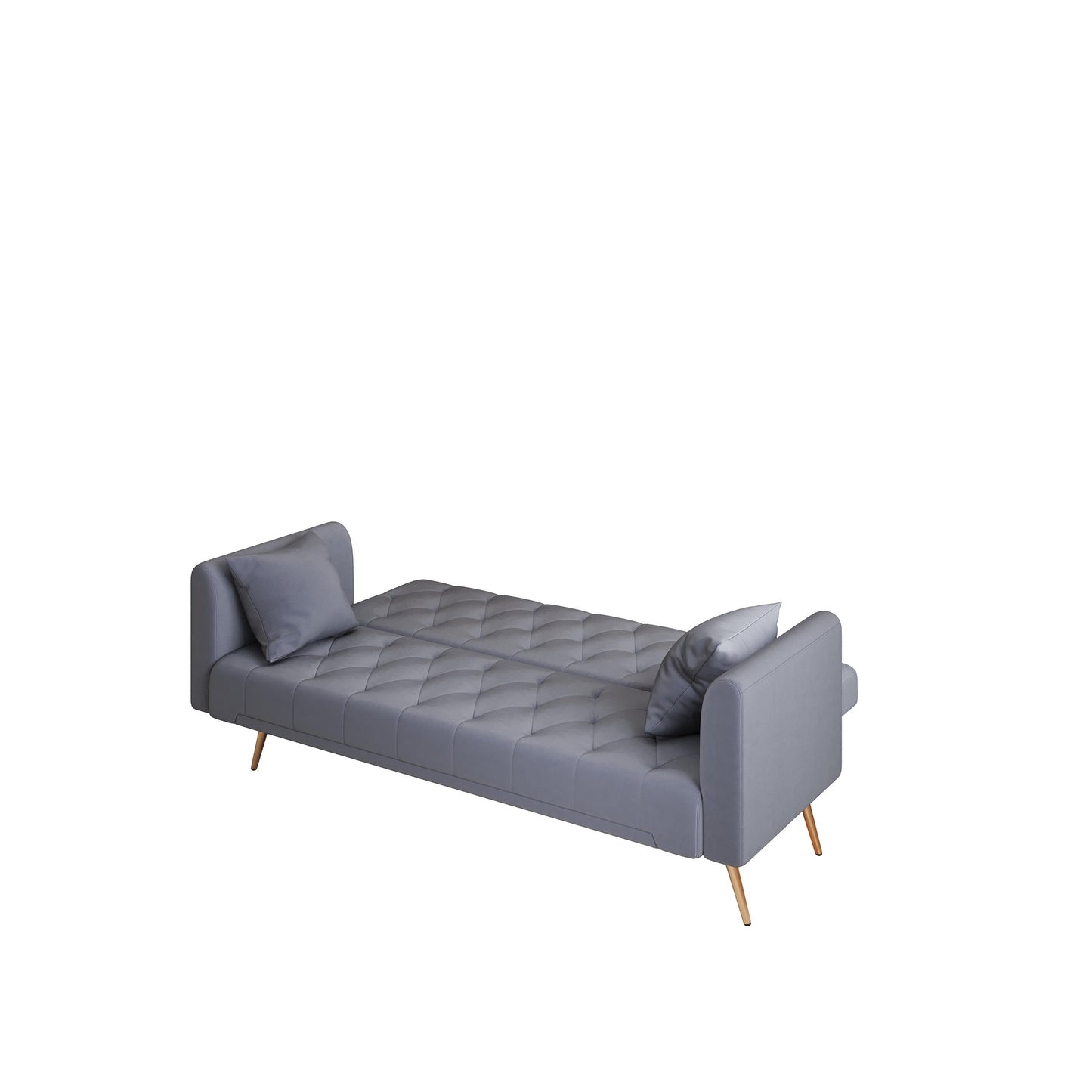 Divano letto matrimoniale pieghevole convertibile imbottito grigio trapuntato - 19,00 x 71,00 x 30,00