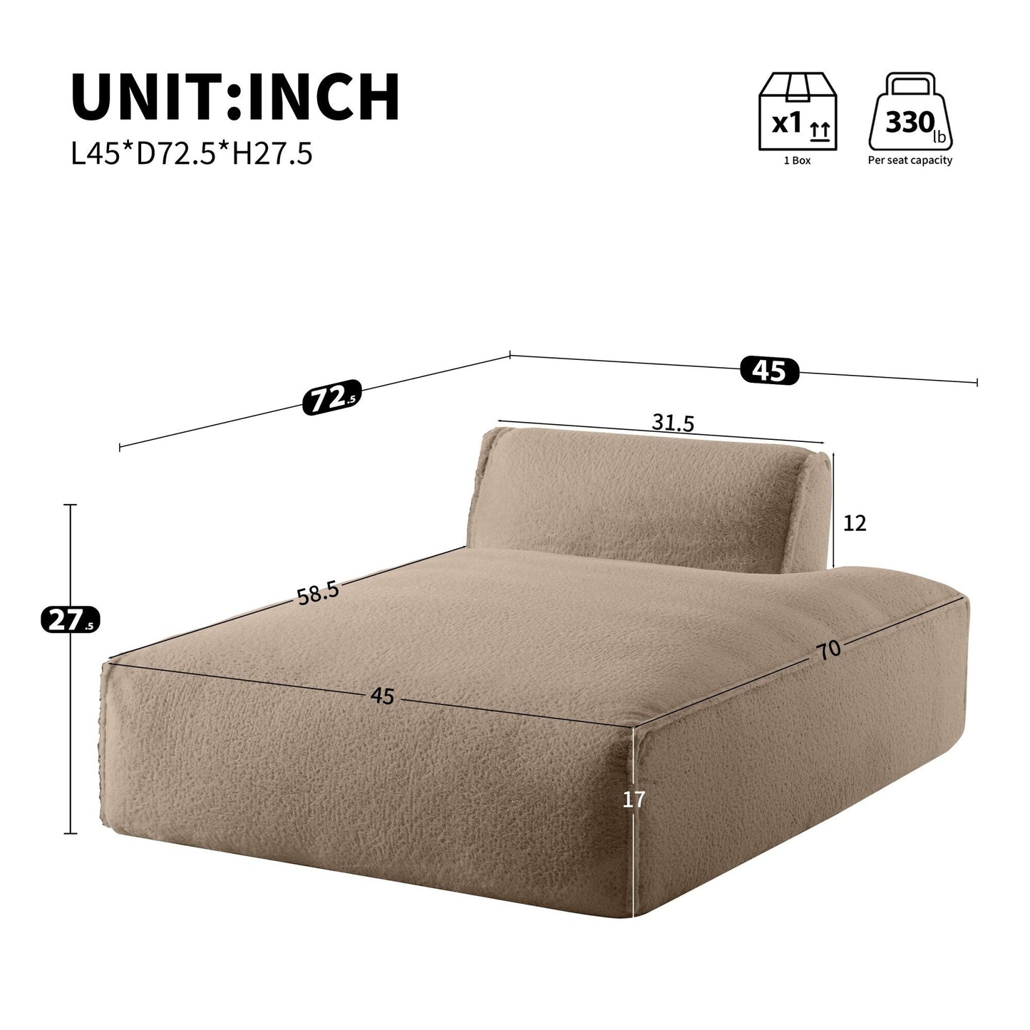72 Divano letto modulare oversize imbottito in schiuma compressa