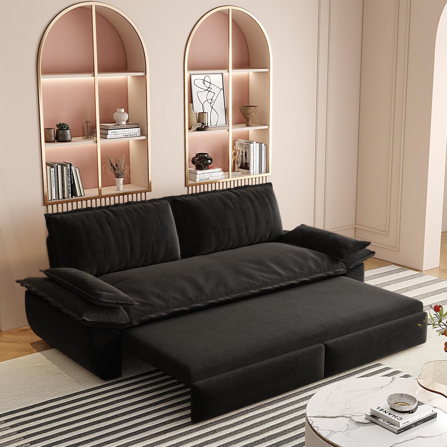 Divano letto estraibile da 73,2 metri, divano letto convertibile 3 in 1, divano letto multifunzionale in velluto