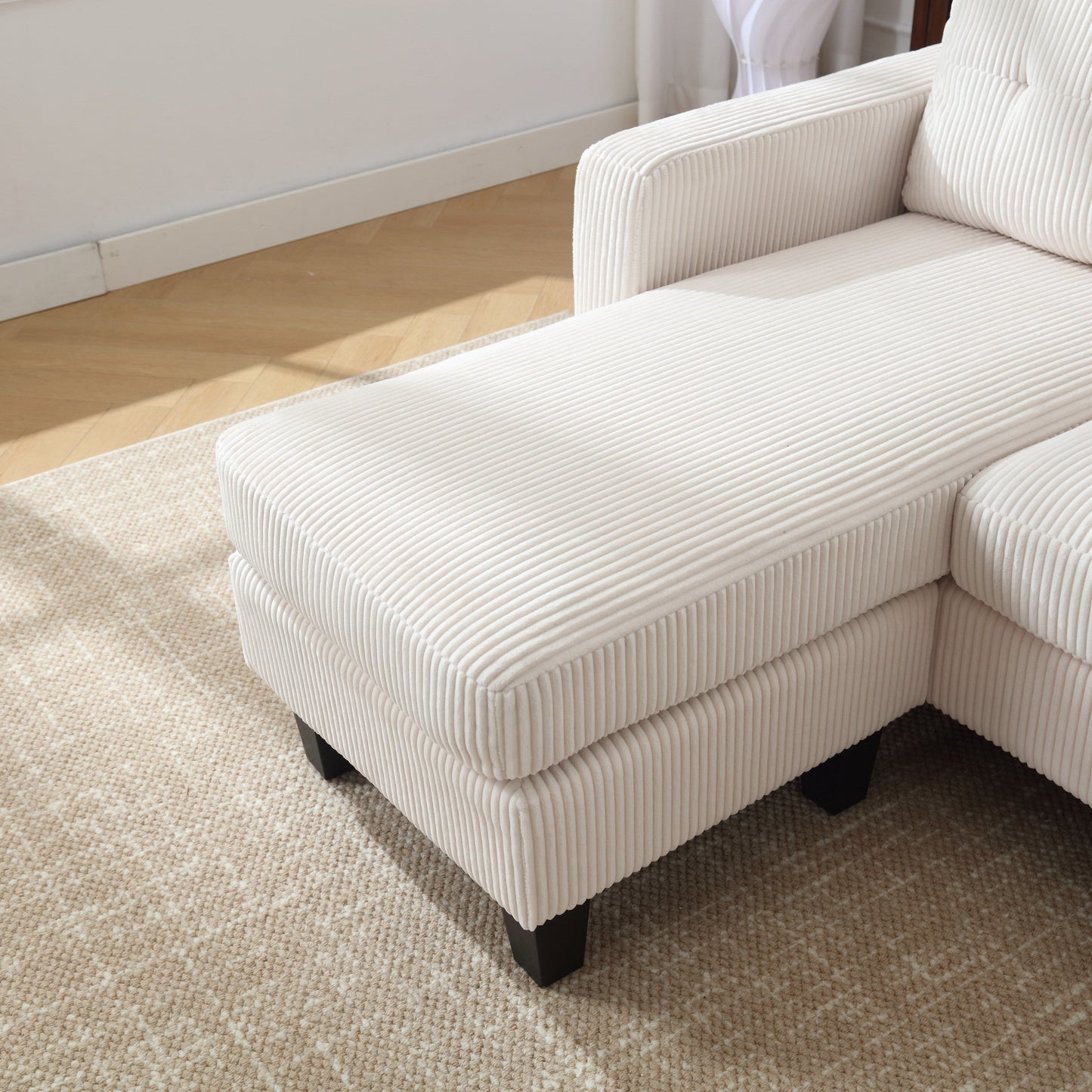 Divano a 3 posti a L in velluto da 73,62'' con chaise longue reversibile, facile da montare e design adatto agli animali domestici