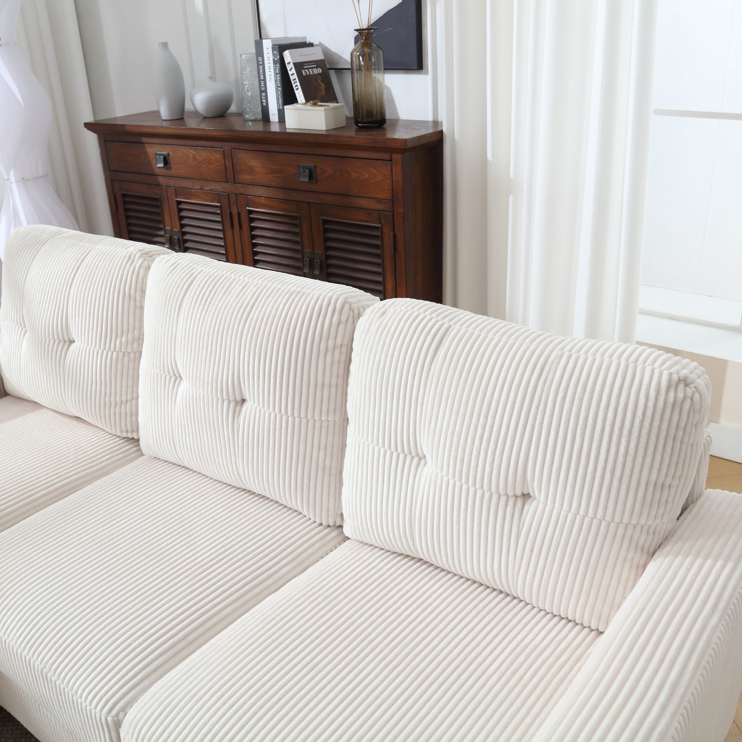 Divano a L in velluto da 73,62'' con chaise longue reversibile e facile da montare