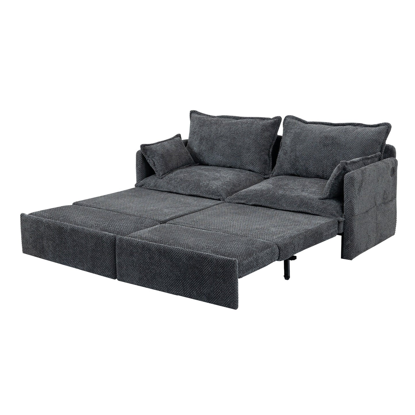 Divano letto convertibile 3 in 1 in velluto a coste da 73,6 pollici con letto estraibile, porte di ricarica USB e vano portaoggetti laterale