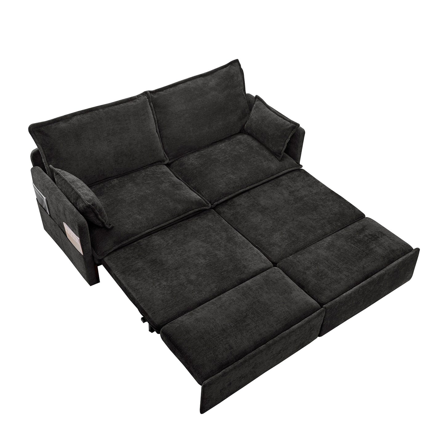 Divano letto convertibile 3 in 1 in velluto a coste da 73,6 pollici con letto estraibile, porte di ricarica USB e vano portaoggetti laterale