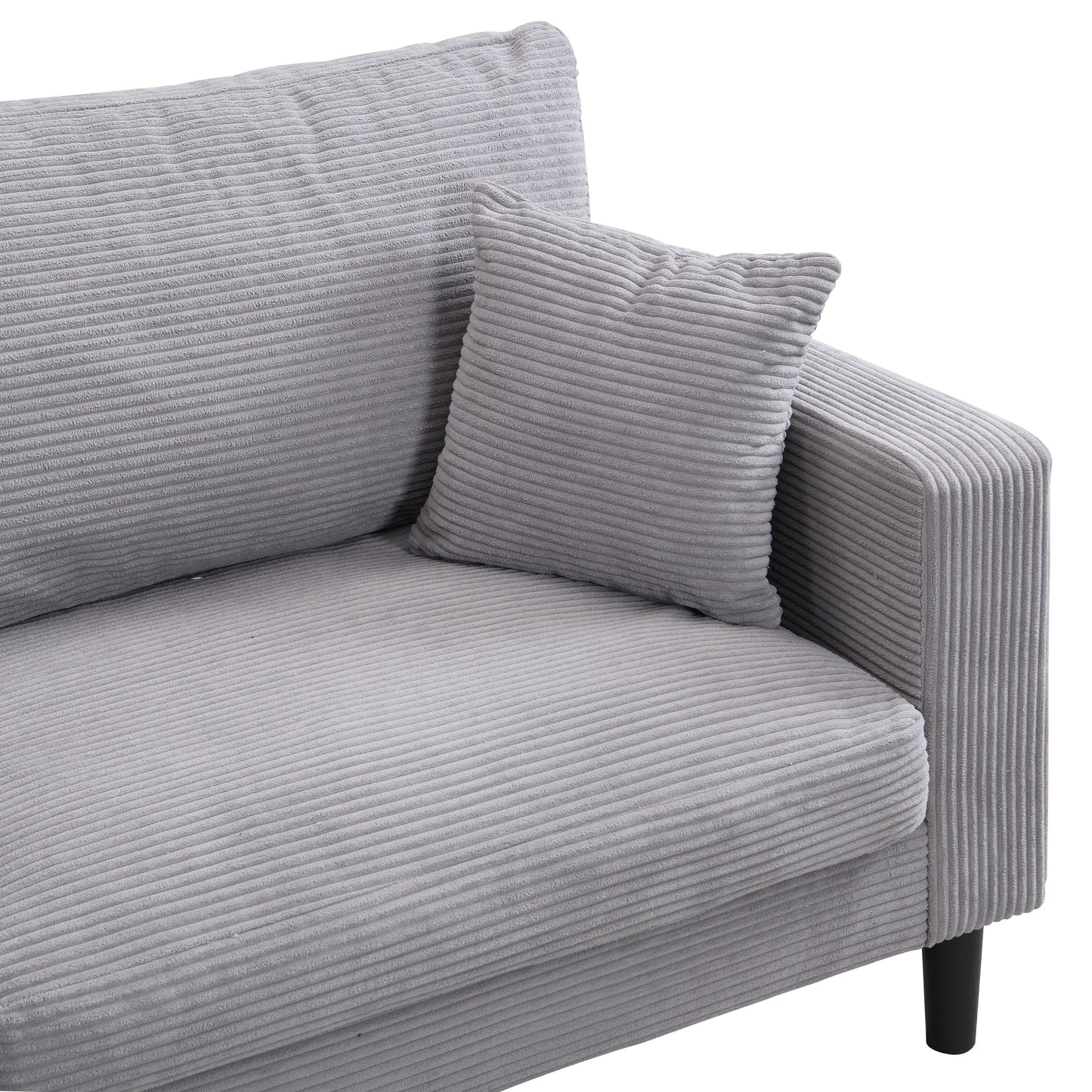 Divano a 3 posti ad alta resilienza da 74 pollici con struttura in legno, comodo e moderno, imbottito, grigio chiaro
